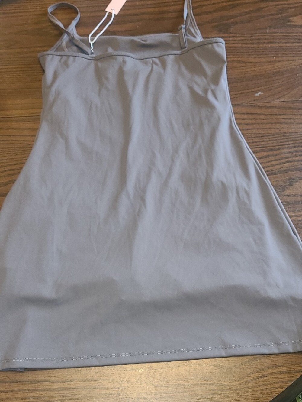 Qinsen Womens Gray Spaghetti Strap Athletic Dress With Shorts Size Small